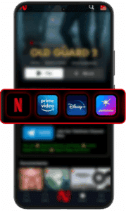 NetMirror APK dashboard displaying Netflix Mirror App, Prime Video, Disney+, and JioCinema icons – all-in-one OTT access in a single Android app